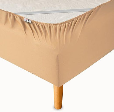 WRAPPYBAG Cubre Somier 160 x 200 de algodón con Elásticos – Renueva y Moderniza tu Antiguo Somier – Color Beige - 6 Tamaños Disponibles